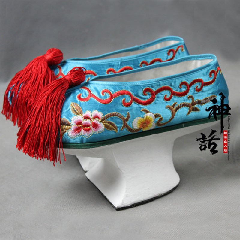 现货速发还珠格格花盆底鞋甄嬛传清朝木底古装鞋单鞋格格鞋小孩旗