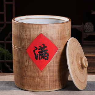 防潮防虫食品箱储物 景德镇陶瓷米桶米缸家用密封带盖20斤G50斤装