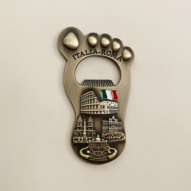 金属意大利脚丫子开瓶器冰箱贴许愿池磁性贴竞技场旅游纪念品礼物