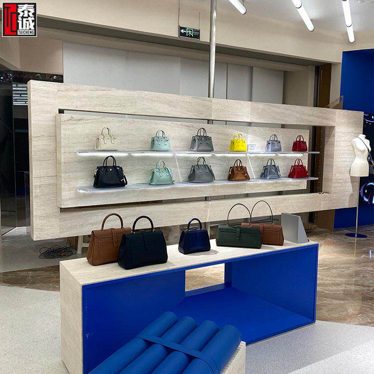 厂家专注包包展示柜墙面多款时尚奢侈品箱包展示架双层钱包中岛柜