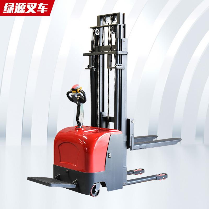 三门架全电动堆高车1吨升高5m液压电瓶装卸堆高机站驾式电动叉车