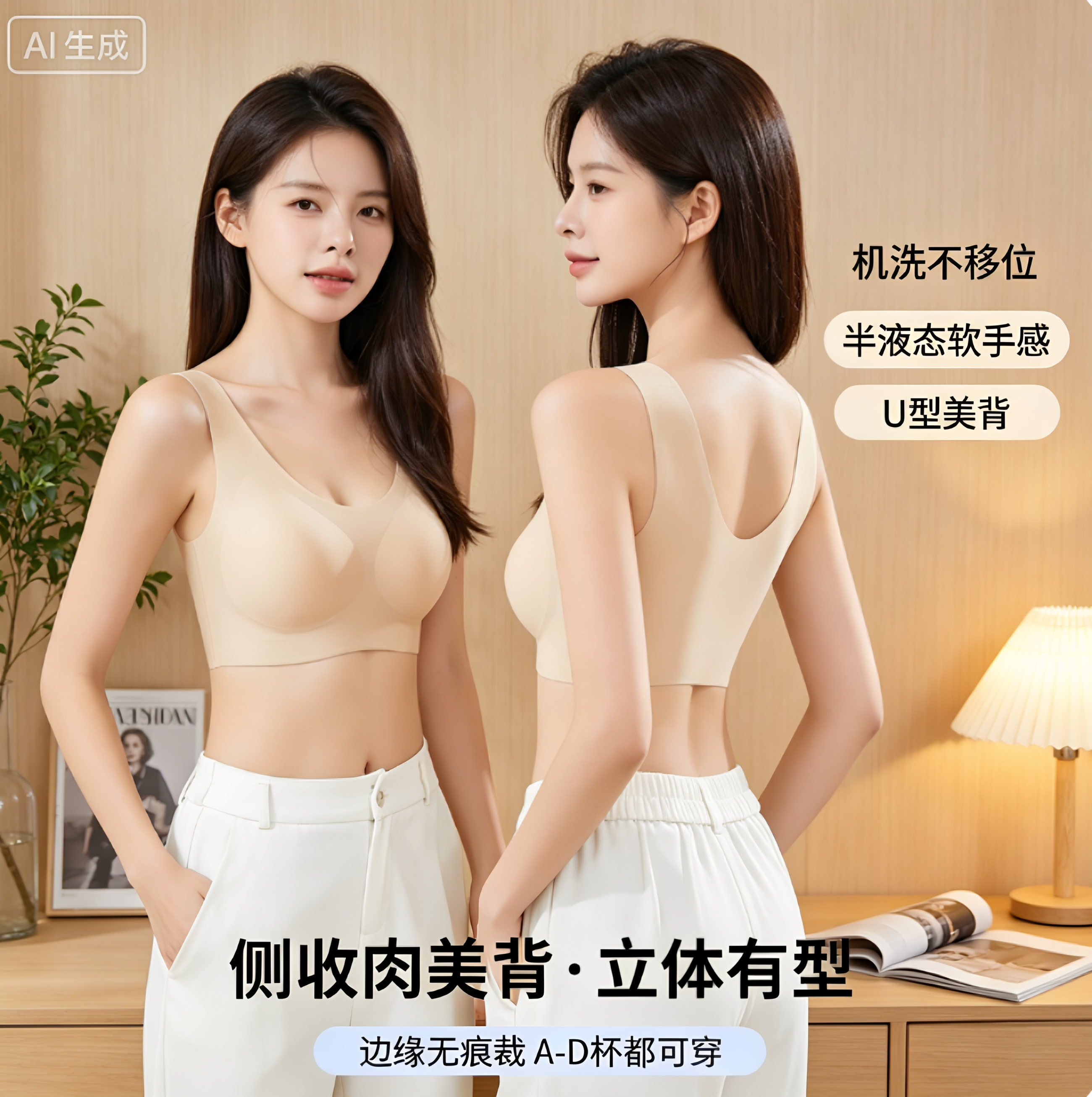 大胸显小胸云朵运动背心式文胸罩软支撑无尺码无痕内衣女夏季薄款