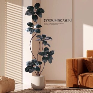 速发黑金刚树绿植高端假奢客厅大型盆栽室内仿生植树轻物摆件