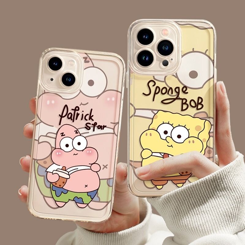 ins派大星适用苹果15手机壳新款iphone14promax透明软壳13高颜值12全包11plus防摔xr/xs情侣8海绵宝宝7女生6s