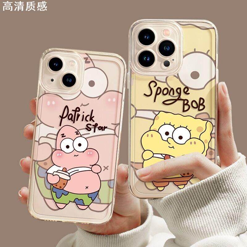 ins派大星适用苹果15手机壳新款iphone14promax透明软壳13高颜值12全包11plus防摔xr/xs情侣8海绵宝宝7女生6s