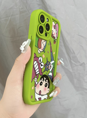 适用苹果15promax手机壳iPhone14糖果ip13阶梯mini全包12硅胶11男女xs蜡笔7小新8plus新款6s防摔se二代保护套