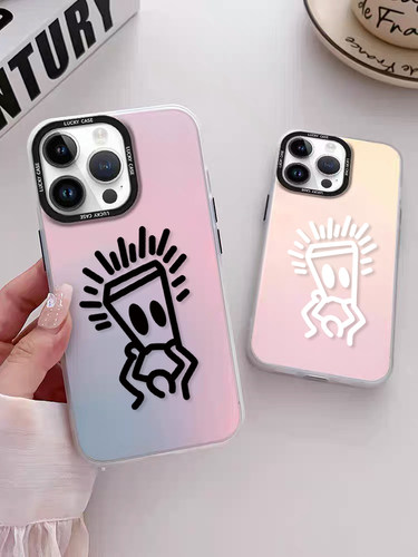 DSP薛之谦托头纸袋人苹果15镭射壳华为mate60pro/荣耀magic5防摔小米13渐变VIVO S17/OPPO Reno10手机壳