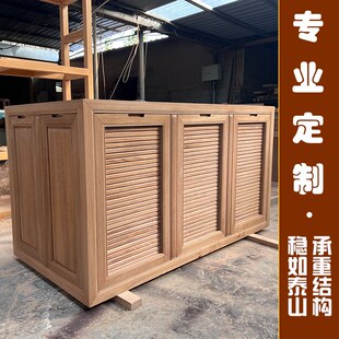 OKING木工鱼缸柜底柜定制草缸海缸龙H鱼缸底座客厅隔断水族箱榆木