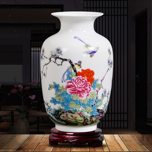 饰工艺品 送底座d324景j德镇陶瓷器花瓶家居饰品摆件插花器客厅装