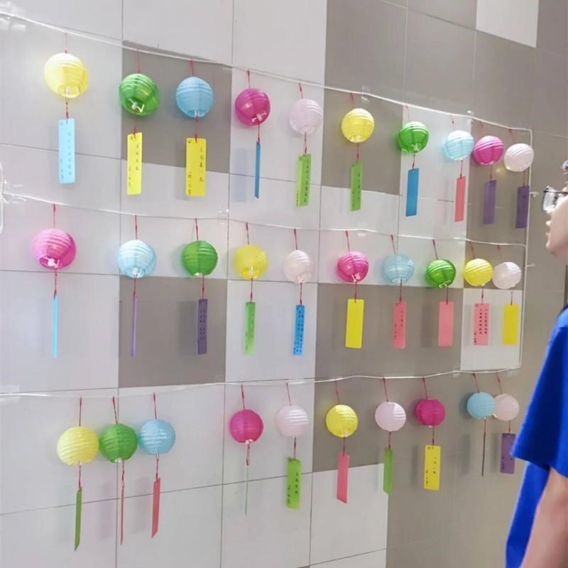 幼儿园中秋节国庆节活动许愿发光小纸灯笼L灯谜环创挂饰布置猜灯