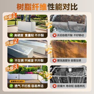 露台玻璃钢花箱阳台m大花盆组合方形庭院阳台种植花箱花盆户外专