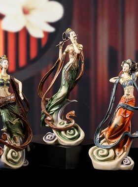 高端新中式敦煌飞天摆件禅意古典B人物客厅玄关书柜古风装饰工艺