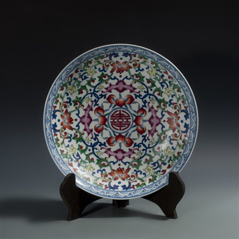 陶瓷 瓷盘挂盘摆件装饰盘子电视柜客厅礼品K 景德镇青花瓷斗彩手,家居饰品,花瓶,淘宝优惠券,粉丝福利购,淘宝优惠卷