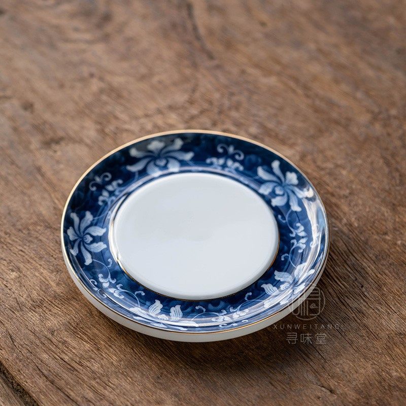 描金青花瓷壶承高档壶托壶座釉下彩锦上添花Q茶托干泡盘功夫茶具,餐饮具,茶托,淘宝优惠券,粉丝福利购,淘宝优惠卷