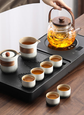 2026c新款功夫茶具茶盘套装家用一体烧水煮茶壶轻奢陶瓷茶具一整