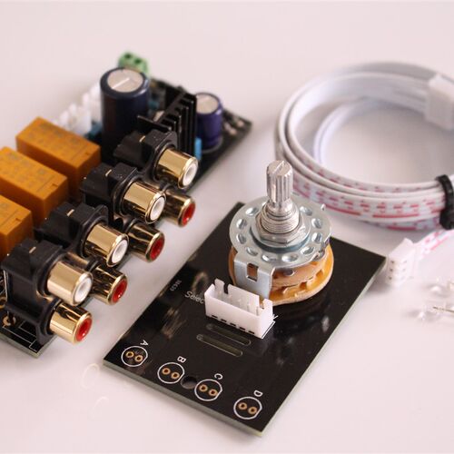 4档信号音频信号选择板 功放机箱 音源 信号 继电器T切换 带RCA座