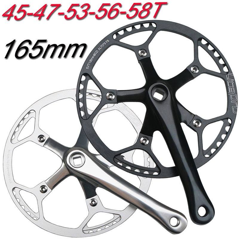 公路车曲柄130BCD折叠车LP牙盘44T齿F165mm铝合金短柄改装单盘双