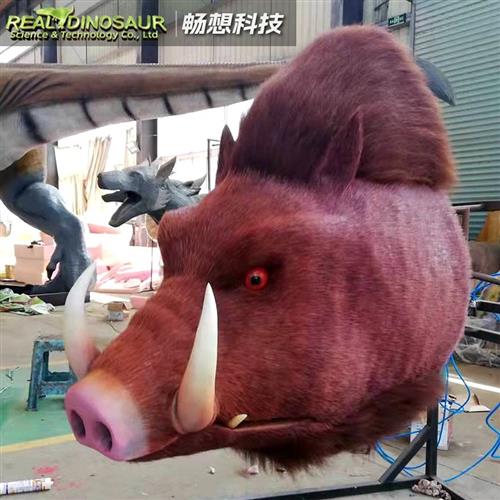 电动仿真野猪头模型商场餐馆动物园仿真野猪头动物头部挂件装饰
