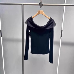 拼接针织衫 国内代购 网纱长袖 时尚 女AR804157 2025年秋冬新款