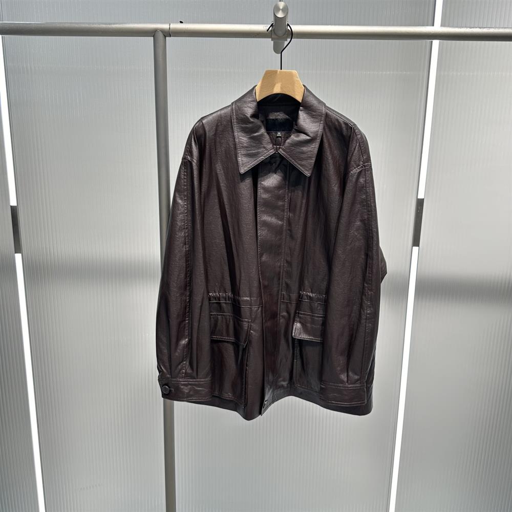 艾诺丝国内代购2025秋新款时尚玫瑰棕中长款pu皮衣外套女AR103029