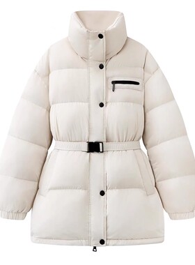 艾诺丝国内代购2025冬季新款中长款收腰加厚保暖羽绒服外套004120