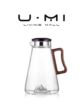 U Mi LIVING·山峰 | 茶壶烟灰色玻璃冷水壶水杯套装耐高温凉水壶