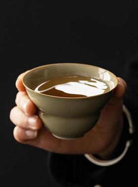 泥土故事定窑黄色釉折腰葫芦茶杯陶瓷主人杯单杯个人专用女品茗杯