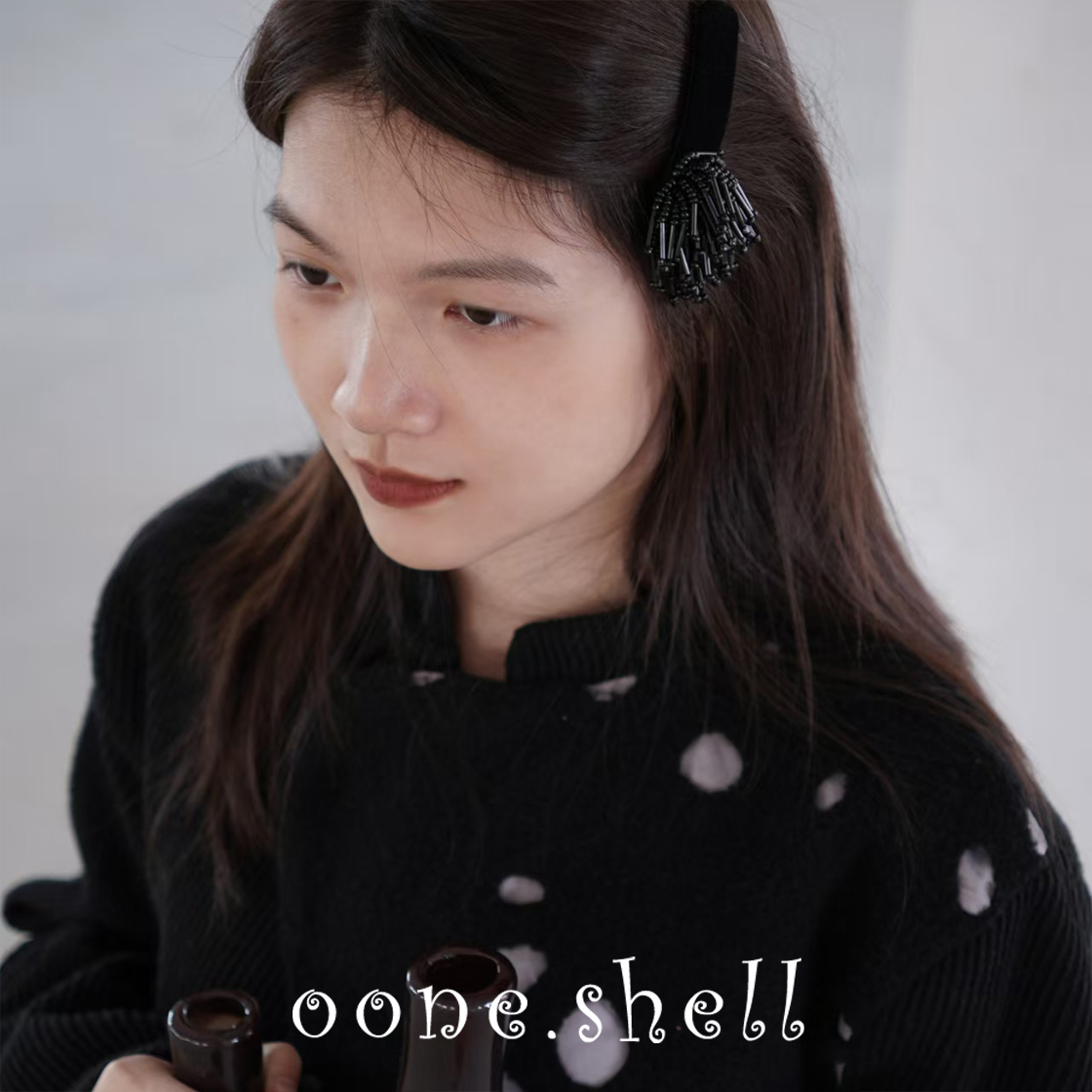 一颗贝壳 原创烟花发夹手工串珠秋冬发夹发饰新年礼物氛围感配饰