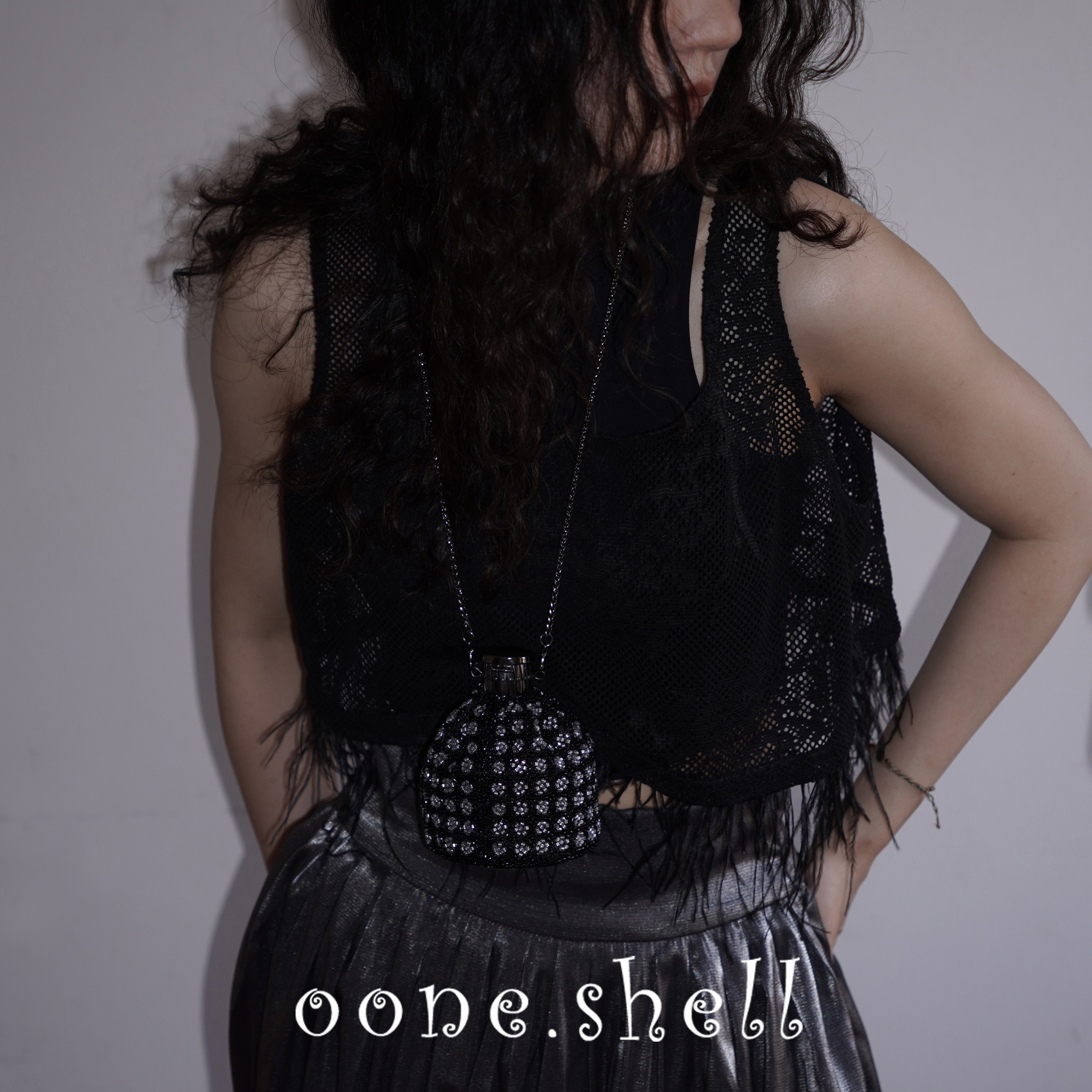 一颗贝壳 原创小众设计手工刺绣绣珠串珠配饰手作mini斜挎包闺蜜