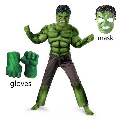 万圣节绿巨人Hulk浩克儿童服装面具超大拳头套装绿巨人cos服
