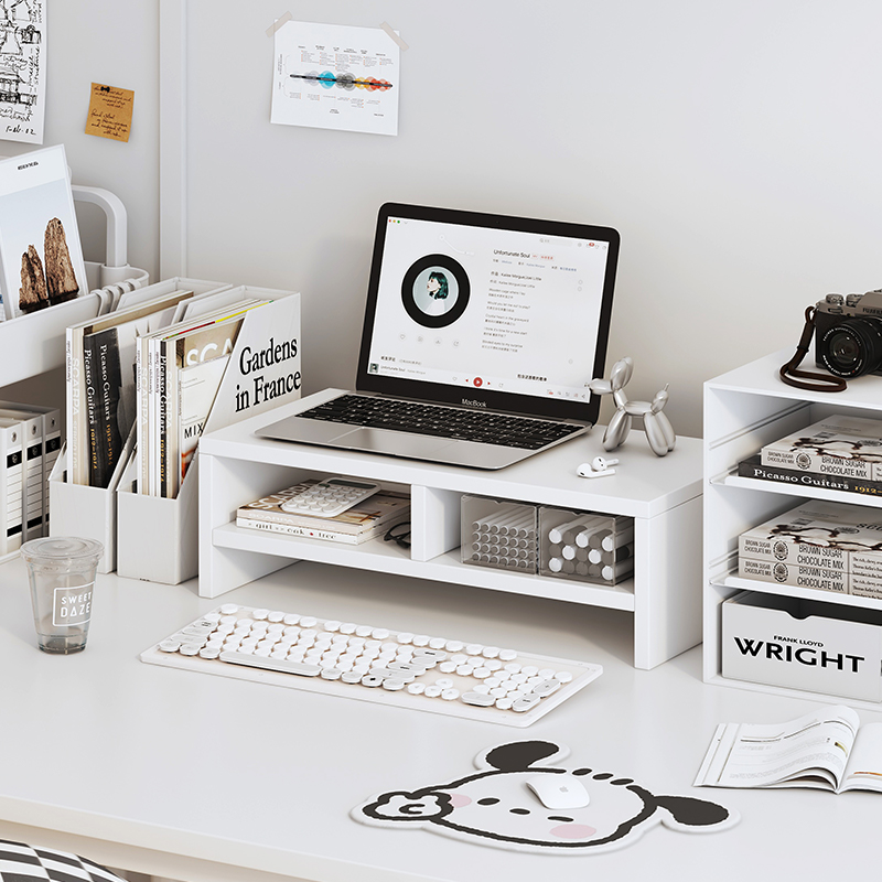 速发电脑增台架架架办公桌面置物支收纳架子高式电脑屏底座托架