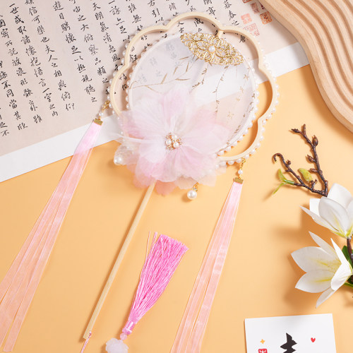欧根纱团扇古风汉服拍照走秀扇子