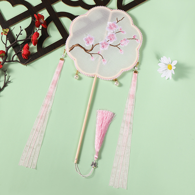 桃花绣花团扇舞蹈表演写真道具扇