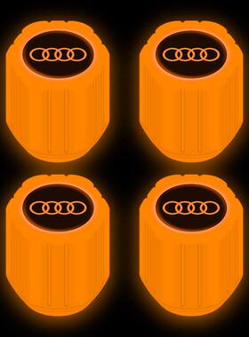 适用于奥迪A3L/A4L/A6L/Q5L/Q2L/Q3L夜光款汽车轮胎气门嘴帽橙色