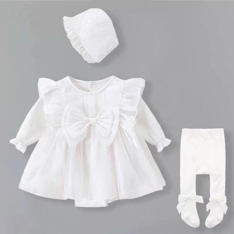 百天婴儿衣服春装新生儿春季公主哈衣裙子套装满月周岁女宝宝礼服