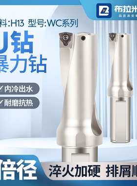 2D2倍径U钻刀杆暴力钻CNC数控H13内冷喷水快速钻头WCMX030208刀片