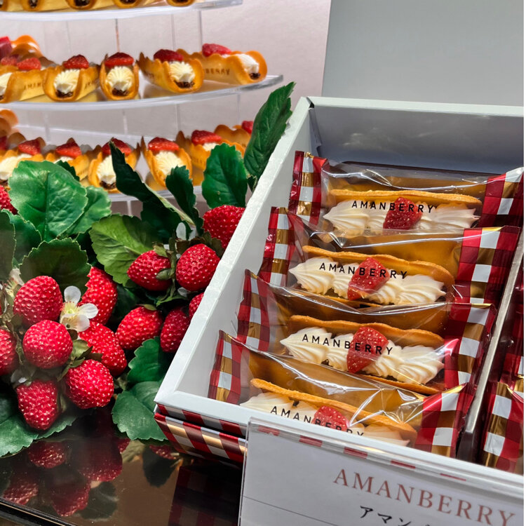 【在途包邮正品】日本进口AMANBERRY阪急百货奶油草莓卷礼盒装8枚