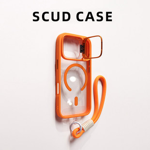 镜头支架适用苹果17promax手机壳2026新款高级感透明磁吸外壳iphone16Pro带挂绳女款17Air全包15防摔14保护套