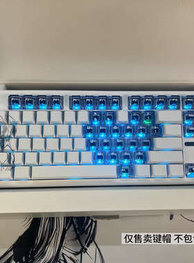 绫波丽侧刻拼浅蓝PC键帽颜值自定义魔导士75迈从ace68/ev63/ez63