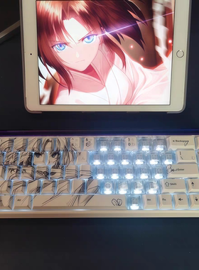 式2.0键帽线稿风原厂高度正刻不透光适配wooting made68 mad60等