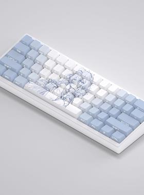 文绍洛琪希透光侧刻键帽蓝色二次元适配61 65 68 75 87 98 104