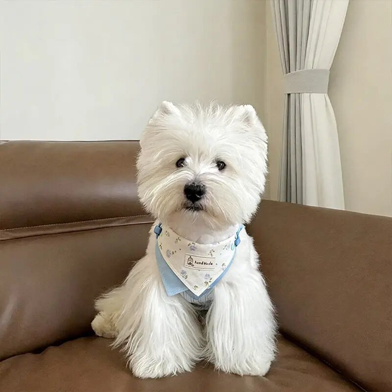 碎花款宠物三角口水巾猫咪小型犬围兜夏天小狗饰品小猫围脖装饰品