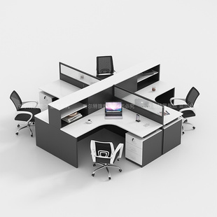 职员办公简约桌现代4 6人工位桌屏风卡座办公室桌椅组合办公家具