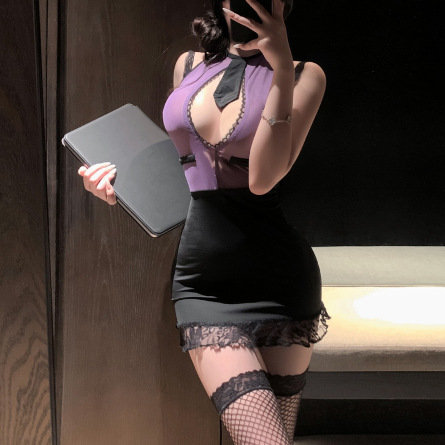 性感2025新款纯欲睡衣诱惑旗袍制服情调秘书激情碾砣蕾丝睡裙qqny