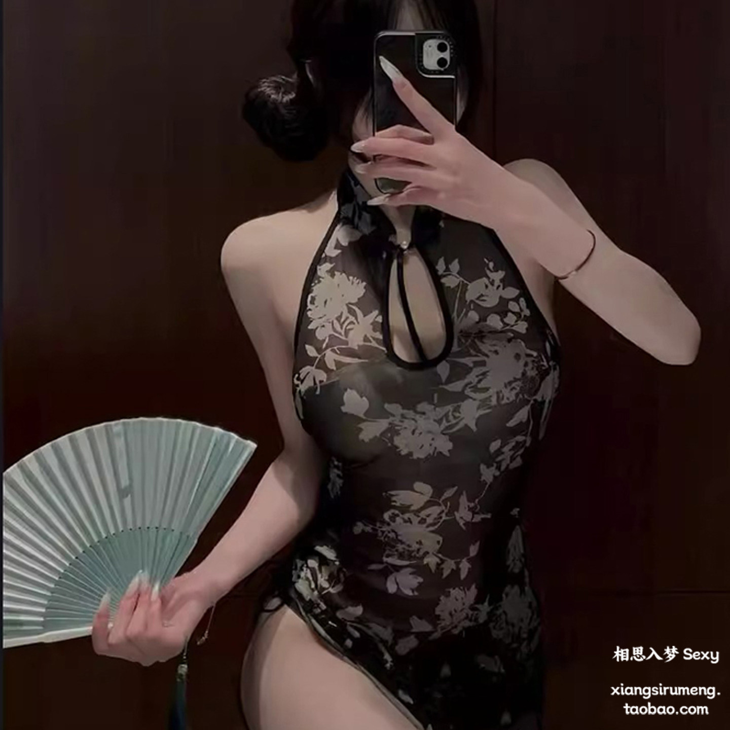 梨花压海棠大码薄款透视旗袍高开叉性感复古房事诱惑qqny趣味内衣