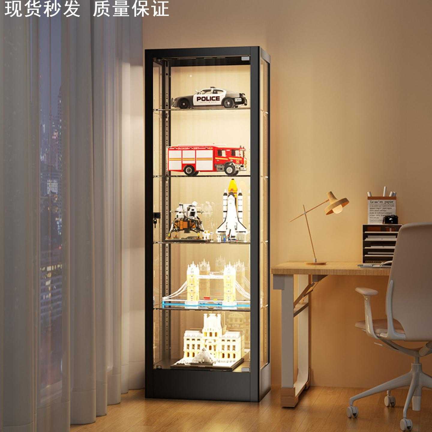 手办展示柜带灯玻璃柜透明乐高