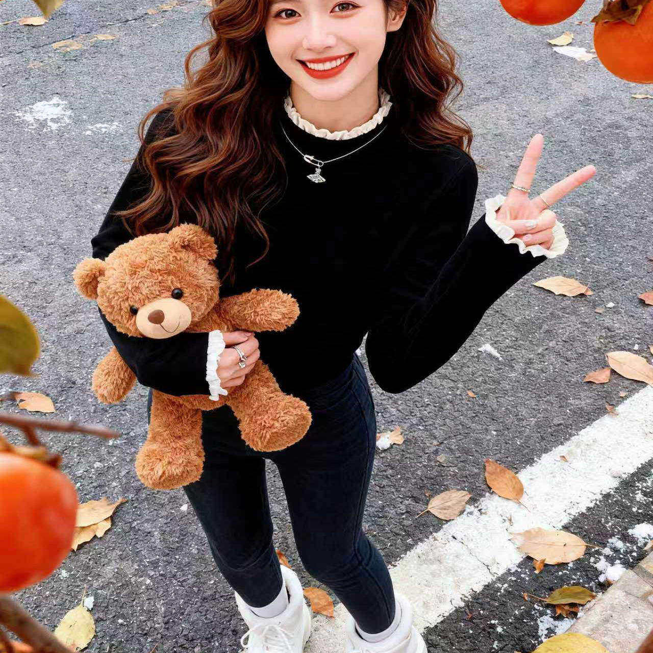 花边拼接半高领打底衫女秋冬双面磨毛修身设计感针织衫内搭tb,个性定制/设计服务/DIY,棉服工装,淘宝优惠券,粉丝福利购,淘宝优惠卷