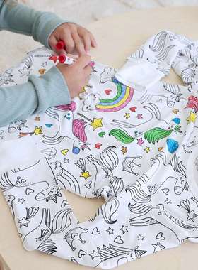 德国儿童涂鸦睡衣套装彩色DIY婴幼儿棉质colouring pajama sets3T