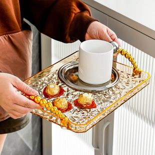 轻奢水杯托盘家用客厅放杯子茶杯茶盘桌面收纳盘长方形餐盘水果盘