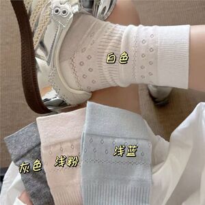 春夏薄款镂空小花透气中筒袜